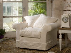 Tetrad Alicia loose cover chair with removable, washable slipcover – classic armchair design with soft feather-filled cushions for relaxed, elegant comfort